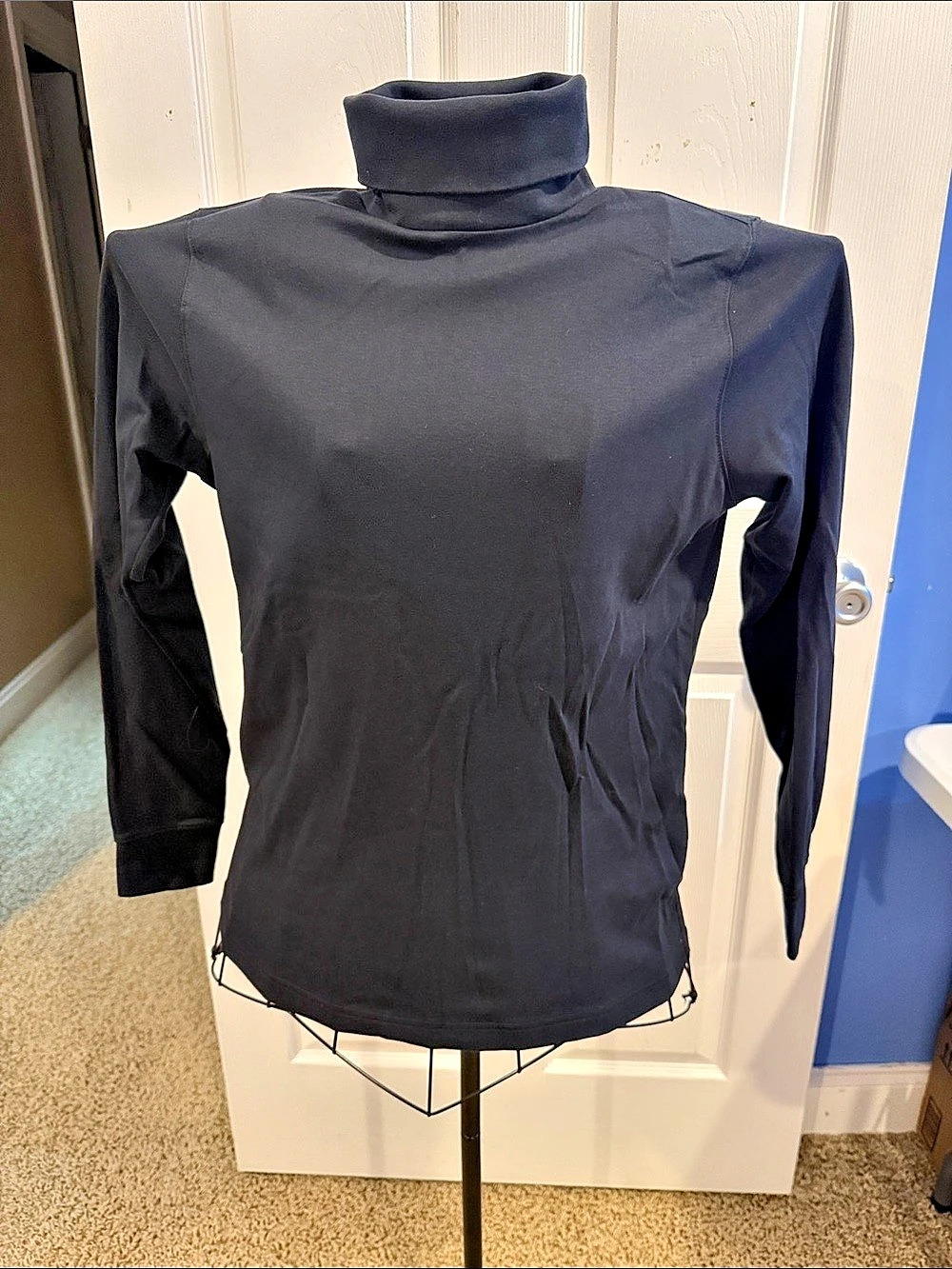 Lands' End Relaxed Fit Turtleneck Black Long Sleeve Size Small 6-8